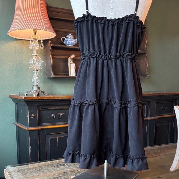 Black Ruffled spaghetti strap Dress - Picture 7 of 15